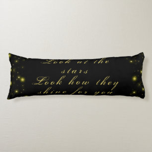 Personalised Gold and sparkles stars on black  Body Cushion