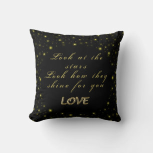 Personalised Gold and sparkles stars on black Cushion