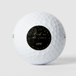 Personalised Gold and sparkles stars on black  Golf Balls