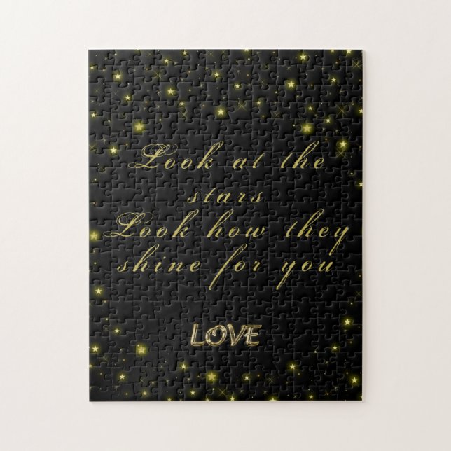 Personalised Gold and sparkles stars on black Jigsaw Puzzle (Vertical)