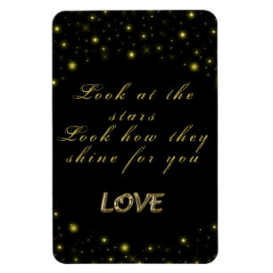 Personalised Gold and sparkles stars on black Magnet