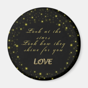 Personalised Gold and sparkles stars on black Magnet
