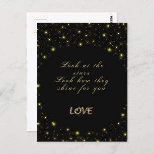 Personalised Gold and sparkles stars on black  Postcard