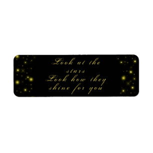 Personalised Gold and sparkles stars on black Return Address Label
