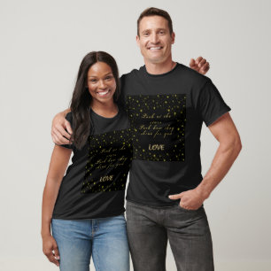 Personalised Gold and sparkles stars on black T-Shirt