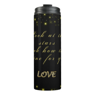 Personalised Gold and sparkles stars on black Thermal Tumbler