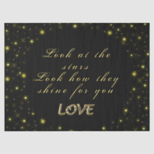 Personalised Gold and sparkles stars on black Tissue Paper