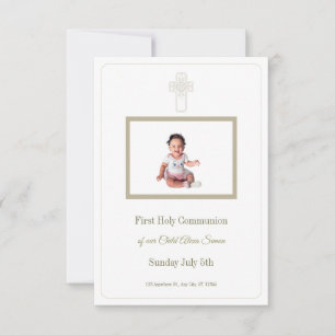 Personalised Gold and White First Holy Communion RSVP Card
