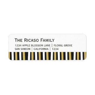 Personalised Gold And White Modern Stripe Return Address Label