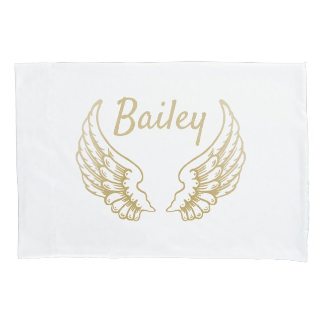 PERSONALISED GOLD ANGEL WINGS PILLOWCASE (Front)