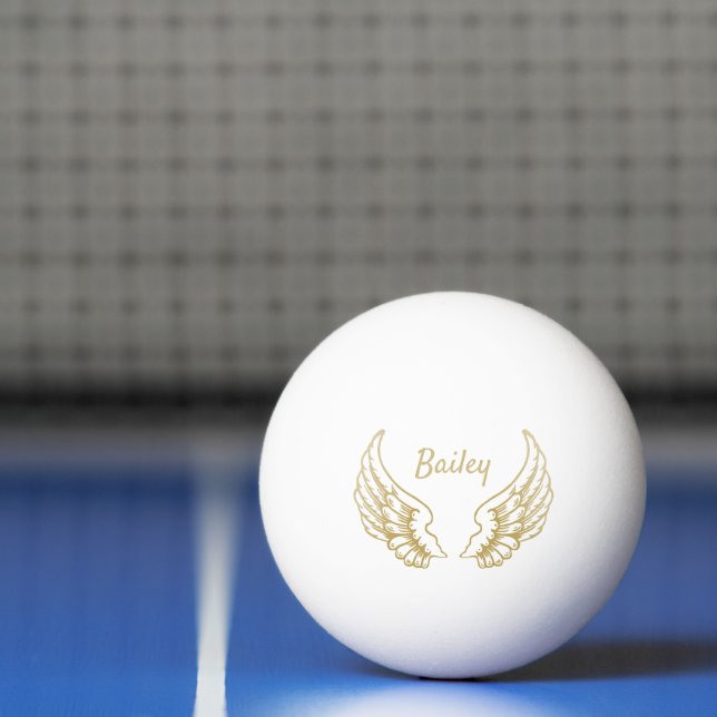 PERSONALISED GOLD ANGEL WINGS PING PONG BALL (Net)