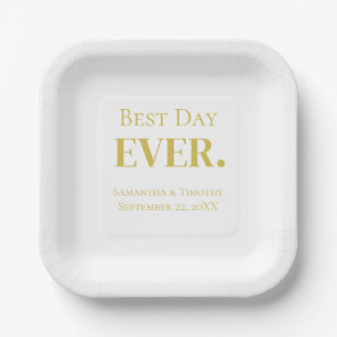 Personalised Gold Best Day Ever Wedding  Paper Plate