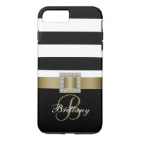 Personalised Gold, Black Bold Stripes Diamonds