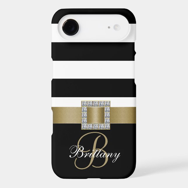Personalised Gold, Black Bold Stripes Diamonds Case-Mate Samsung Galaxy Case (Back)