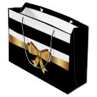 Personalised Gold, Black Bold Stripes Golden BOW