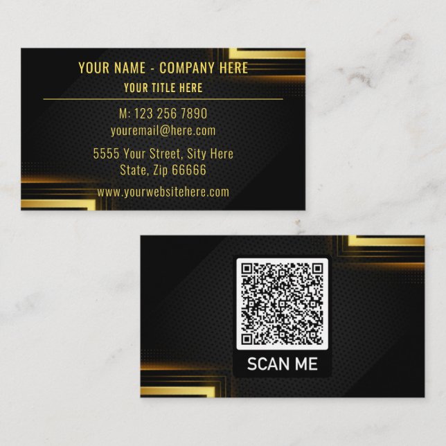 Personalised Gold Black Business Card with QR code (Front/Back)