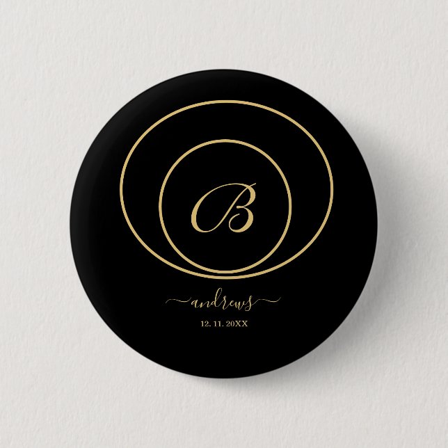 Personalised gold black Button (Front)