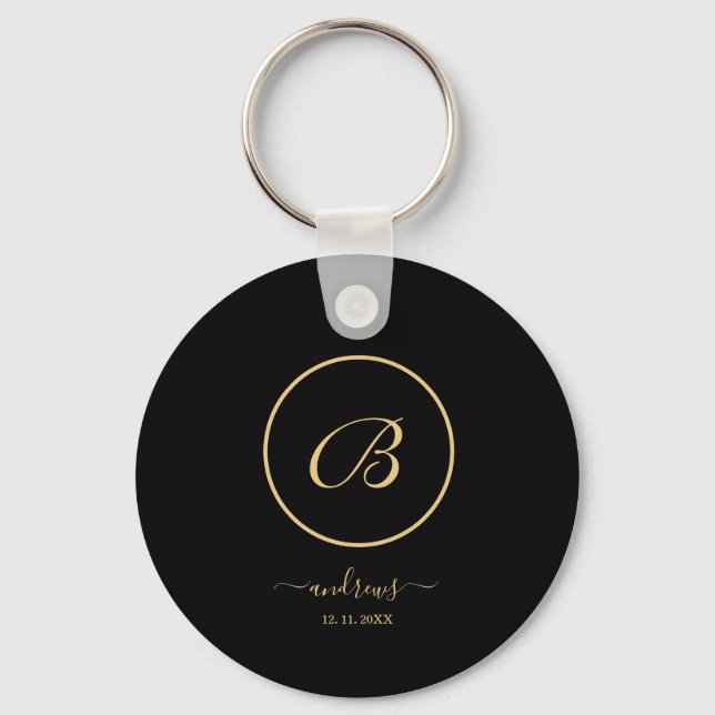 Personalised gold black Button Keychain (Front)