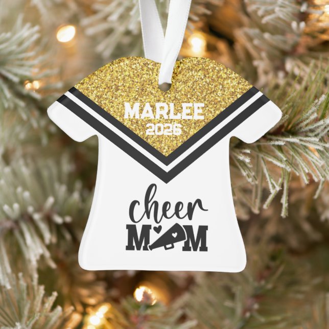 Personalised Gold & Black Cheer Mum Ornament  (Tree)