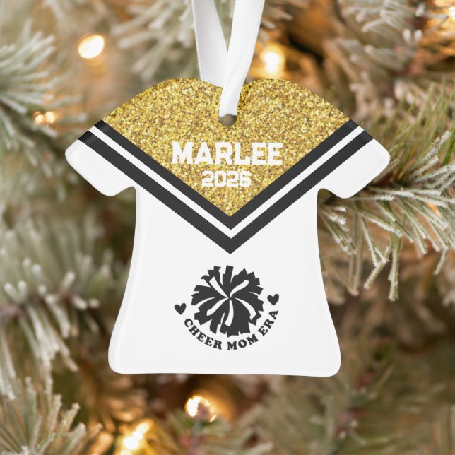 Personalised Gold & Black Cheer Mum Ornament  (Tree)