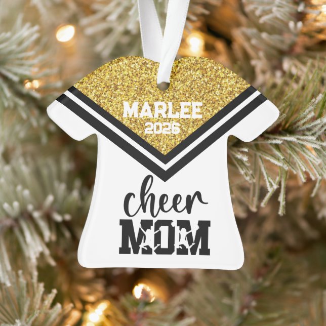 Personalised Gold & Black Cheer Mum Ornament  (Tree)