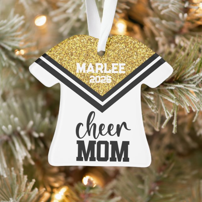 Personalised Gold & Black Cheer Mum Ornament  (Tree)