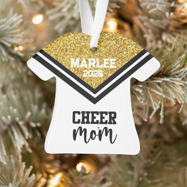 Personalised Gold & Black Cheer Mum Ornament  (Tree)