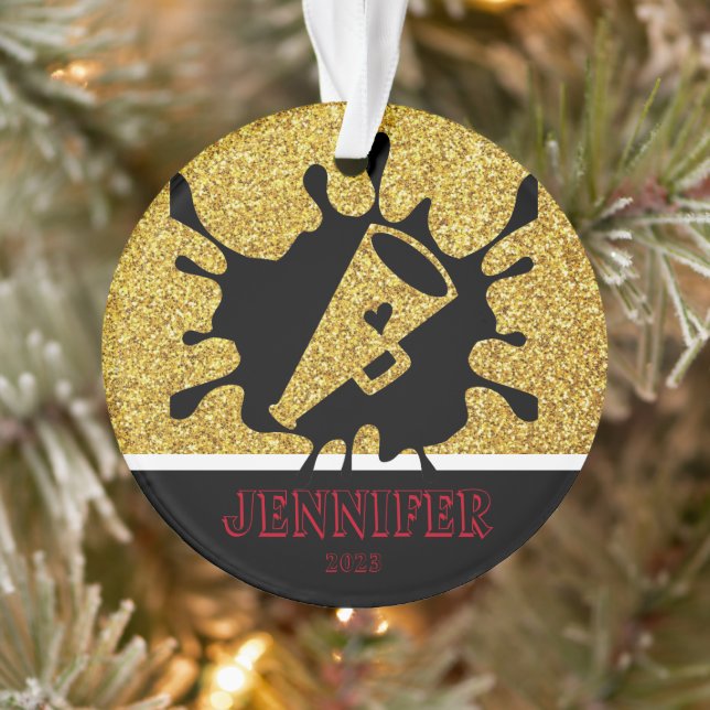 Personalised Gold & Black Cheerleading Ornament  (Tree)