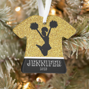 Personalised Gold & Black Cheerleading Ornament 