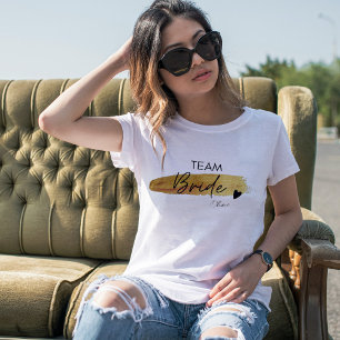 Personalised Gold & Black Modern Chic Team Bride  T-Shirt