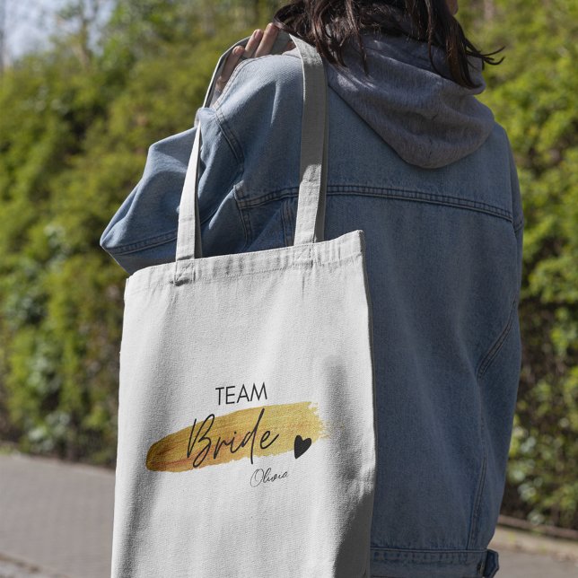Personalised Gold & Black Modern Chic Team Bride  Tote Bag (Personalized Gold & Black Modern Chic Team Bride Tote Bag)