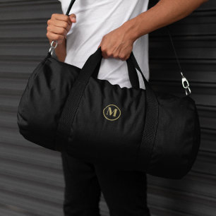 Personalised Gold Black Monogram Initial Travel  Duffle Bag