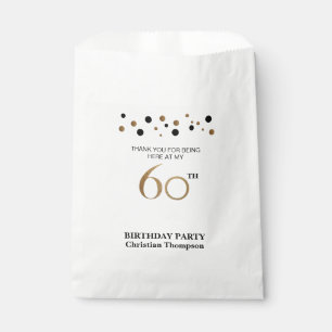 Personalised Gold Black Polkadot 60th Birthday Favour Bag