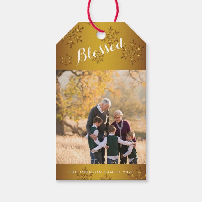 Personalised Gold Blessed Christmas Gift Tags (Front)