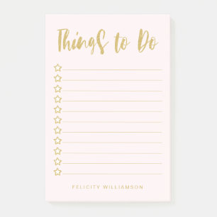 Personalised Gold & Blush Pink Things To Do List Post-it Notes