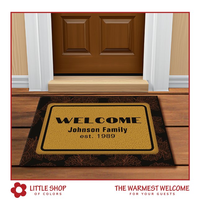 Personalised Gold Brown Leaves Fall Doormat (Creator Uploaded)