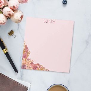 Personalised Gold Burgundy Fall Floral Notepad