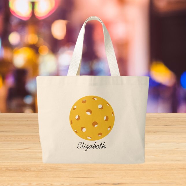 Personalised Gold Chic Pickleball Player Name Large Tote Bag (Creator Uploaded)