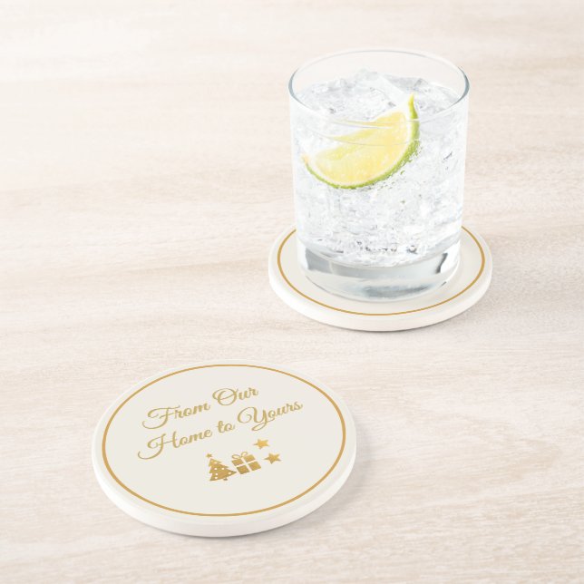 Personalised Gold Christmas Coaster (Side)