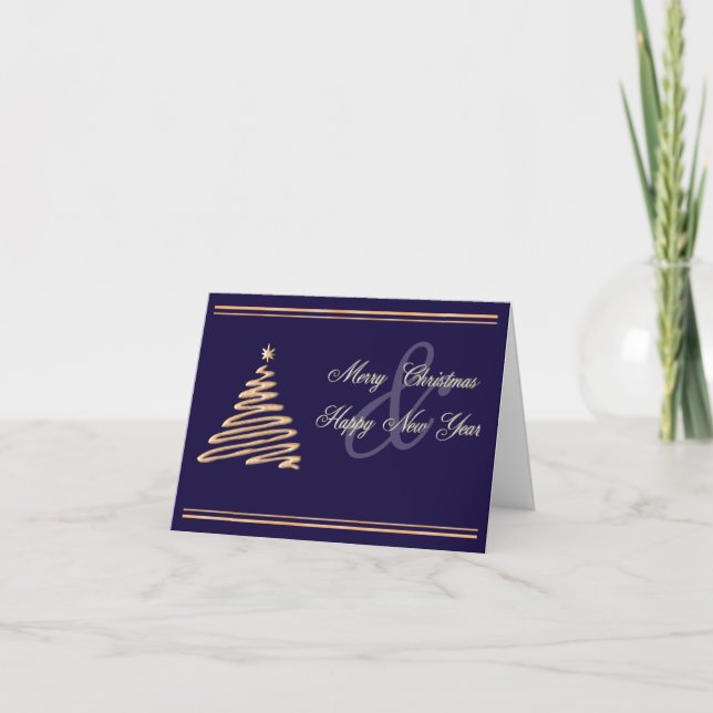 Personalised Gold Christmas Tree Card (Front)