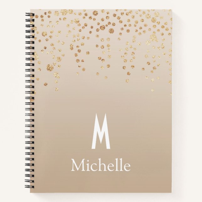 Personalised Gold Confetti Notebook (Front)