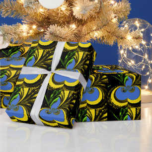 Personalised Gold cool wrapping paper Blue design