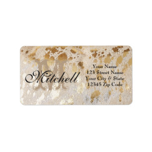 Personalised Gold cowhide return address labels