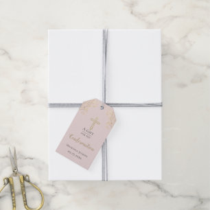 Personalised Gold Cross Confirmation Blush Gift Tags