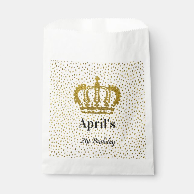 Personalised Gold Crown Birthday Favour Bag (Front)