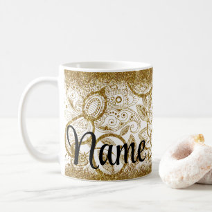 Personalised Gold Design Coffee Mug Cup