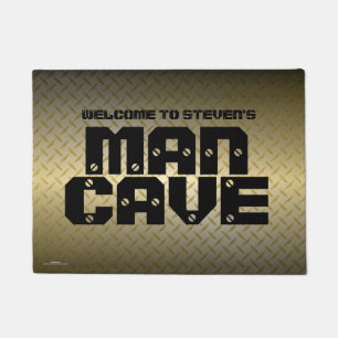 Personalised Gold Diamondplate Pattern Man Cave Doormat