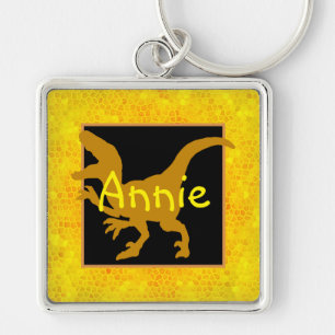 Personalised Gold Dinosaur Hide Key Ring