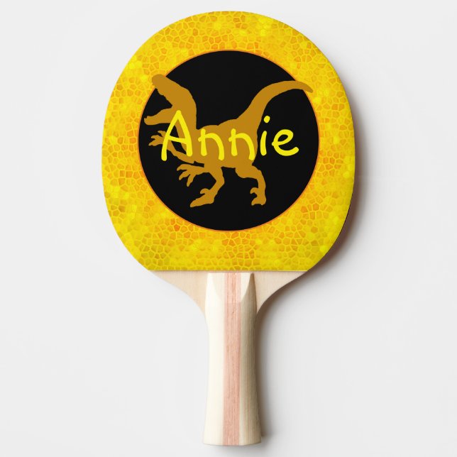 Personalised Gold Dinosaur Hide Ping Pong Paddle (Front)
