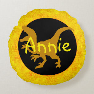 Personalised Gold Dinosaur Hide  Round Cushion
